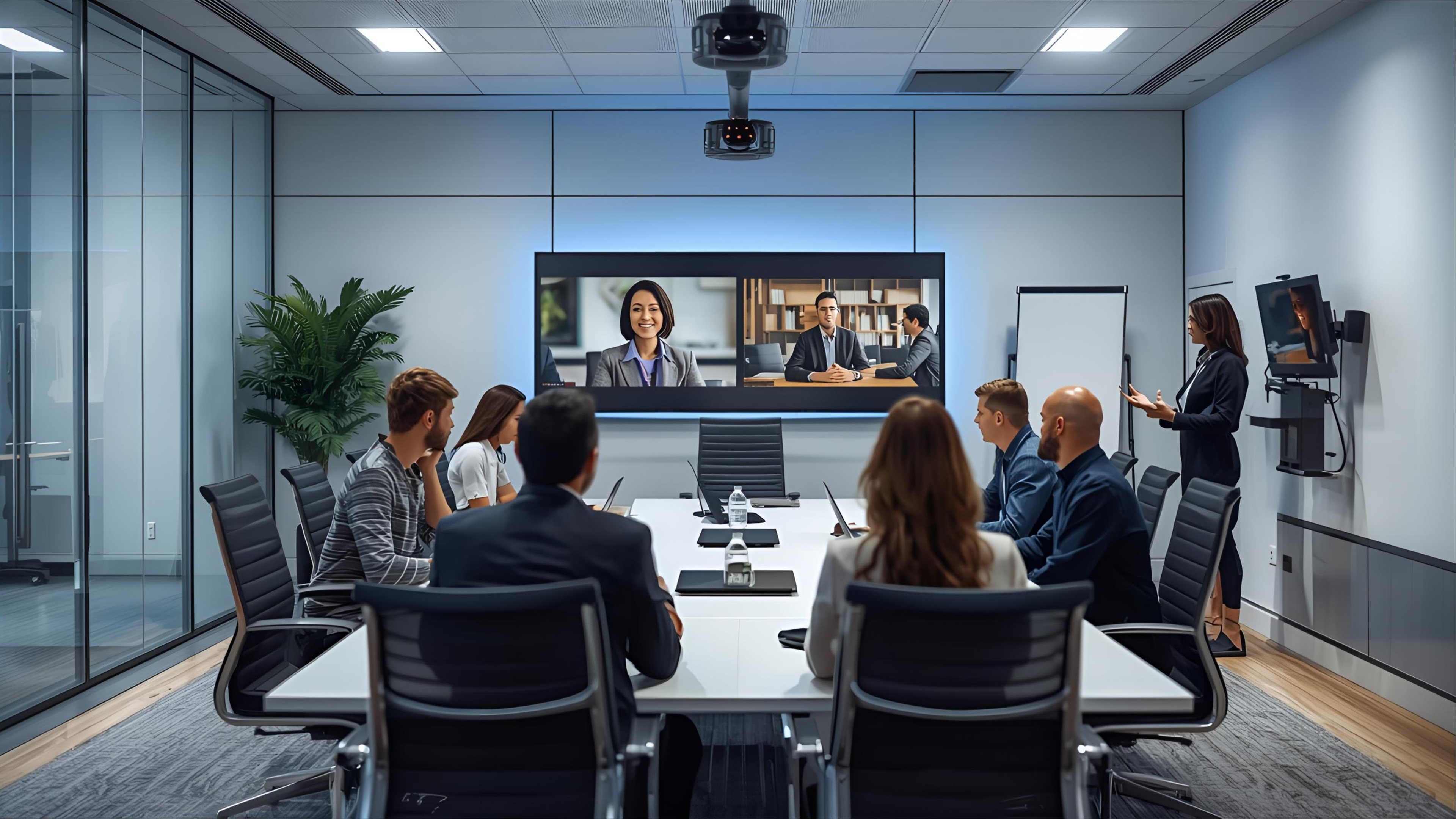 Hybrid conference setup with live streaming and conferencing gear