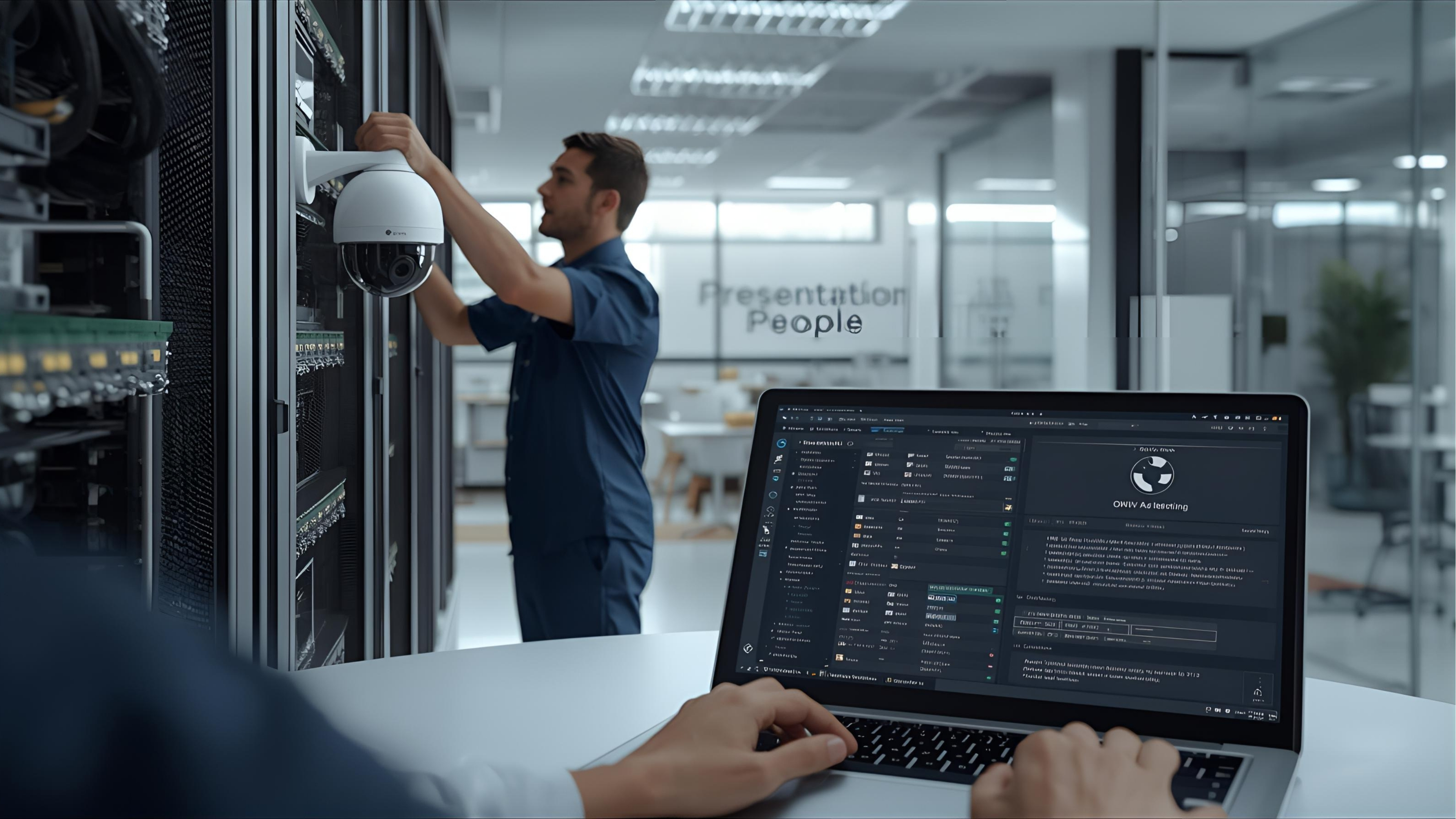 Enterprise CCTV architecture with ONVIF cameras and secure networking